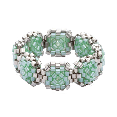 Anillo Diamantes Cuadrados Plata Ajustable Aqua